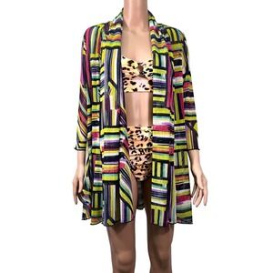 Ali‎ Miles swim Cover-Up Colorful Geometric Print Swim Beach Pool Size M